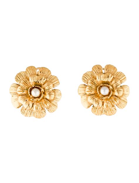 camellia chanel earrings|chanel camellia flower earrings.